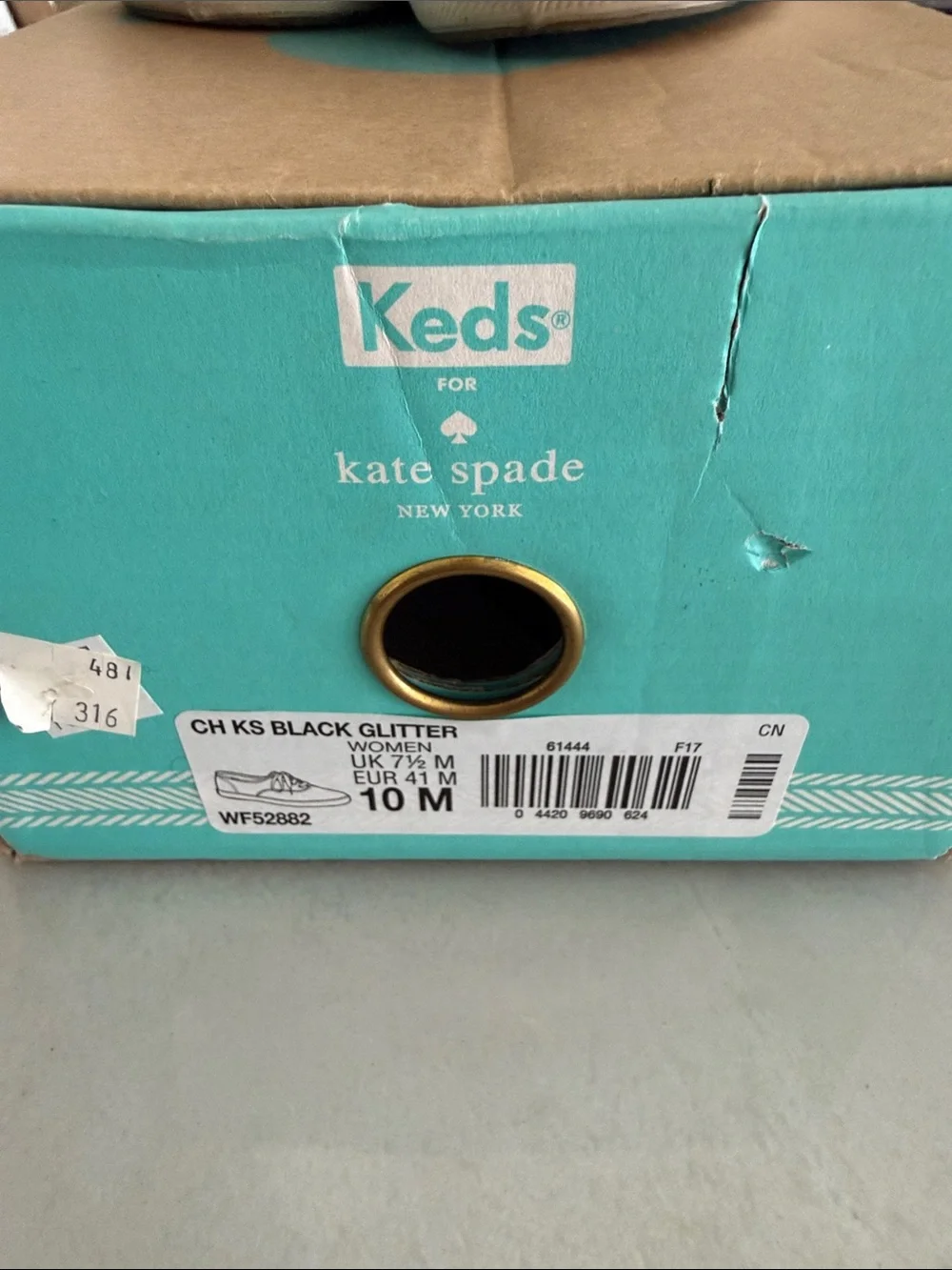 Meds‎ x Kate spade Black Glitter Ribbon Lace-Up Women’s Sneakers size 10